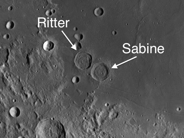 ritter and sabine craters on the moon