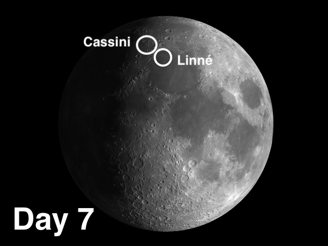 Moon craters Linné and Cassini