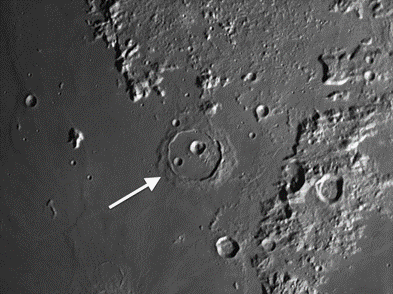 Moon Crater Cassini created on Imbrium floor