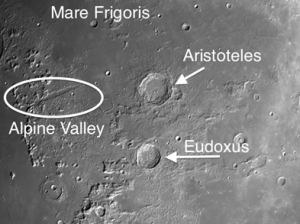 Aristoteles is a complex moon crater with terraces