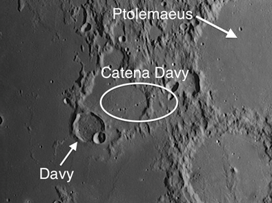 Catena Davy crater chain on the moon