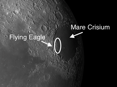 The Flying Eagle and Mare Crisium on the moon