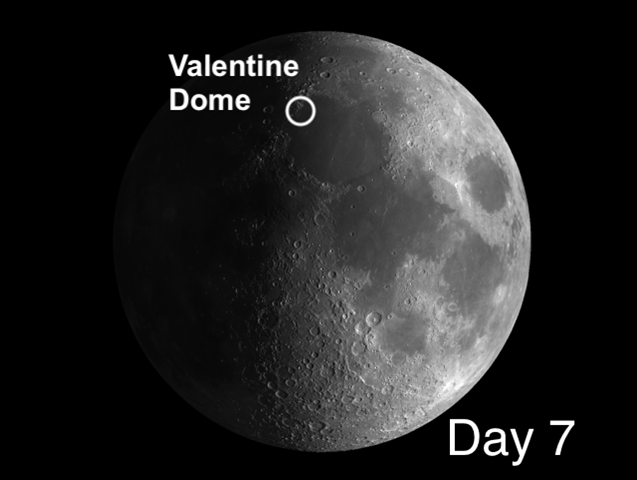 Valentine Dome located on the moon in the N.W. section of Mare Serenitatus